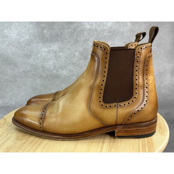 Taft Goodyear Welt Leather Tan Brown Chelsea Oxford boots Men Size 42 US 9 main image 12